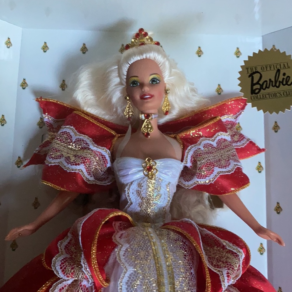 Rare 1997 Happy Holiday BLONDE Barbie in Acrylic Case - Picture 9 of 11